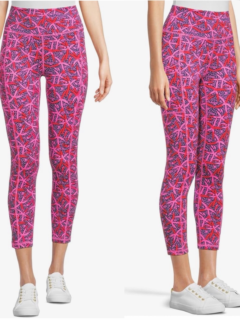 Lilly Pulitzer Luxletic Weekender High Rise Leggings Passion Fruit Pink Star